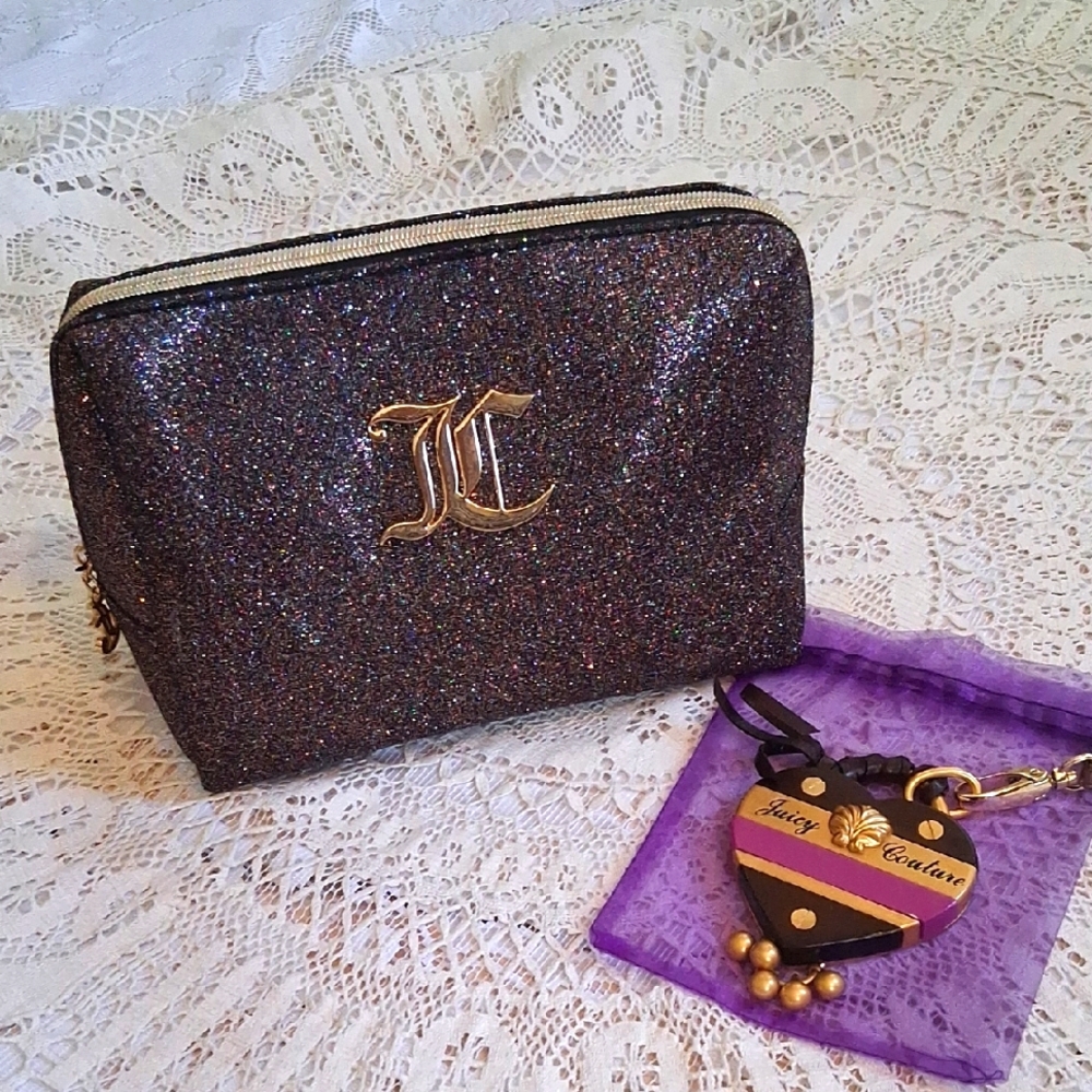 VINTAGE Juicy Couture Bag Charm & Cosmetic Case BUNDLE